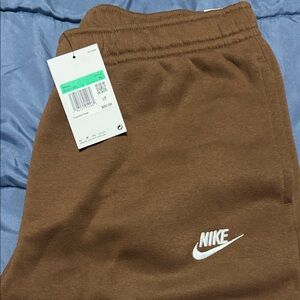 Nike Brown Sweatpants with White Logo